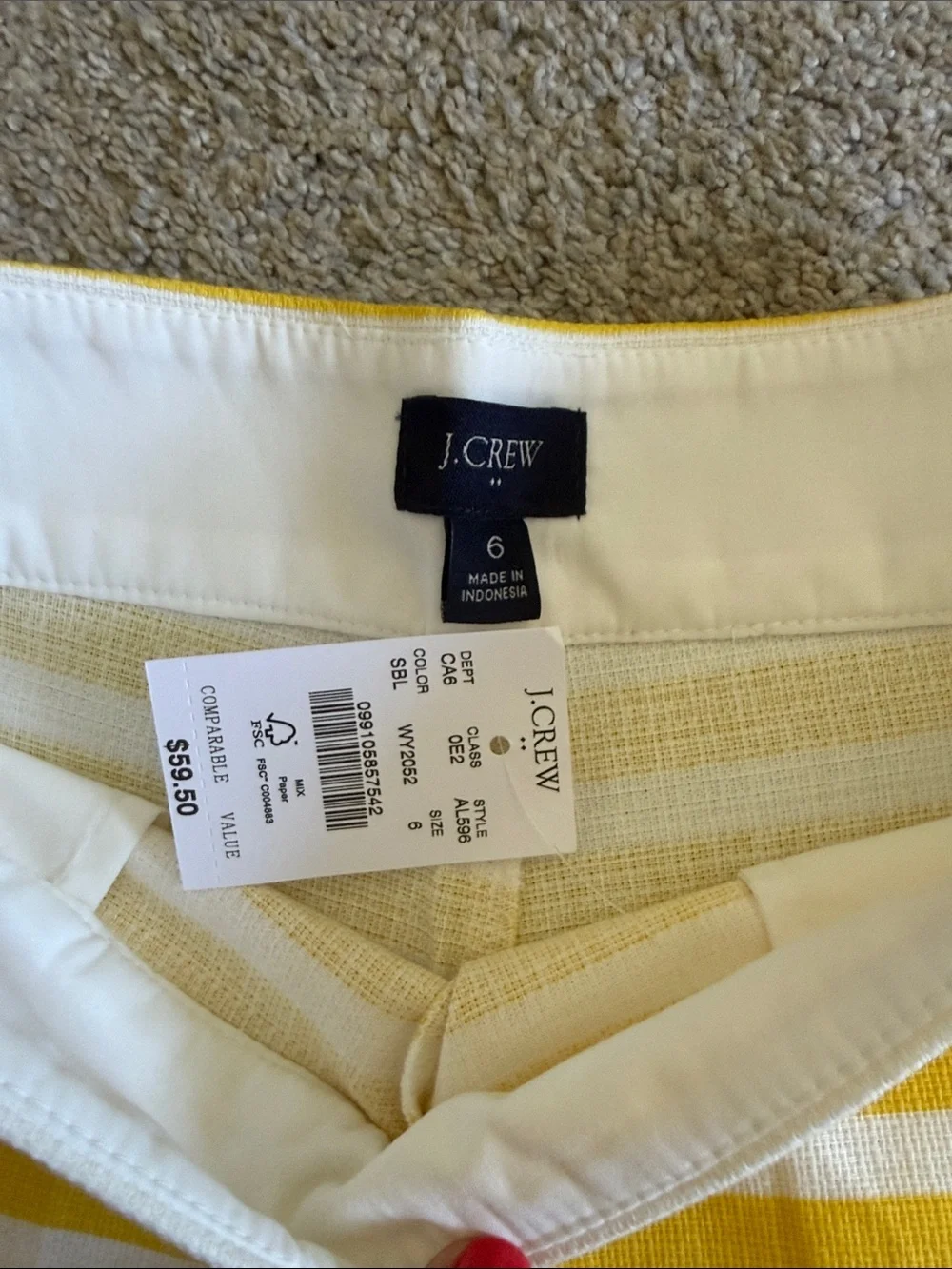 J. Crew Yellow and White Striped High-Waist Shorts